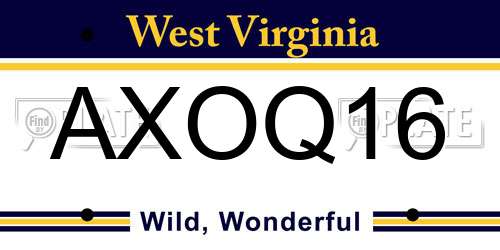 AXOQ16 West Virginia License Plate