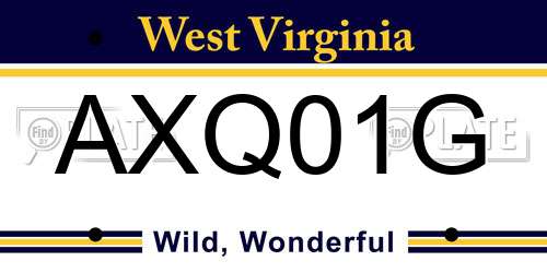 AXQ01G West Virginia License Plate
