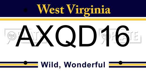 AXQD16 West Virginia License Plate