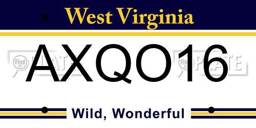 AXQO16 West Virginia License Plate