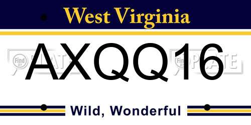 AXQQ16 West Virginia License Plate