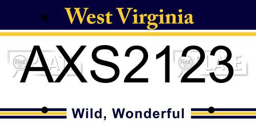 AXS2123 West Virginia License Plate