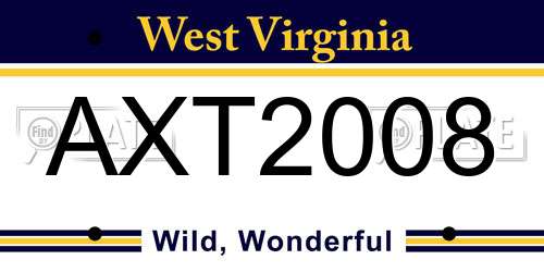 AXT2008 West Virginia License Plate