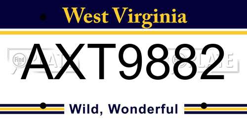 AXT9882 West Virginia License Plate