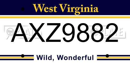 AXZ9882 West Virginia License Plate