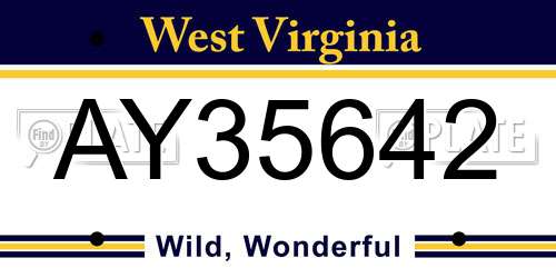 AY35642 West Virginia License Plate