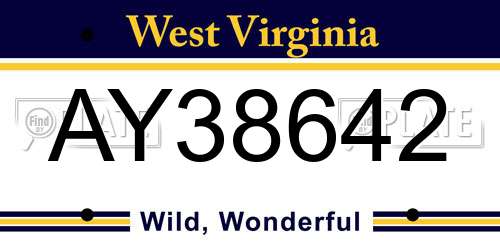 AY38642 West Virginia License Plate