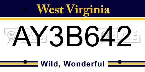 AY3B642 West Virginia License Plate