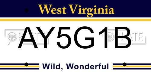 AY5G1B West Virginia License Plate