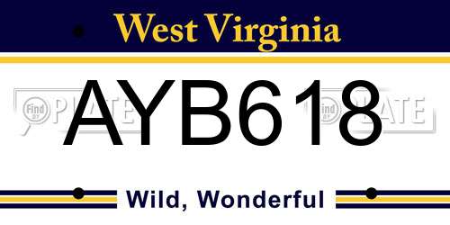 AYB618 West Virginia License Plate