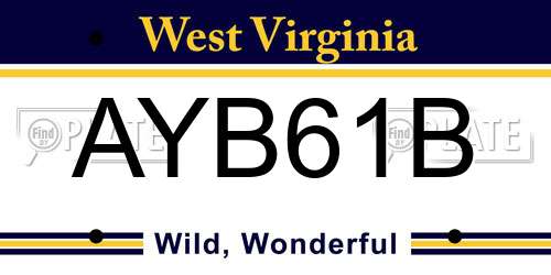 AYB61B West Virginia License Plate