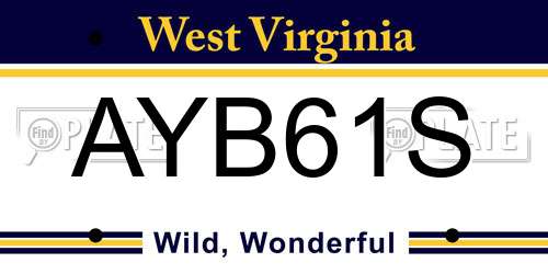 AYB61S West Virginia License Plate