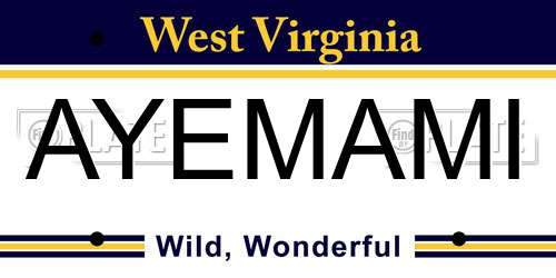 AYEMAMI West Virginia License Plate