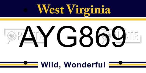 AYG869 West Virginia License Plate