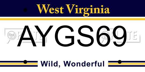 AYGS69 West Virginia License Plate
