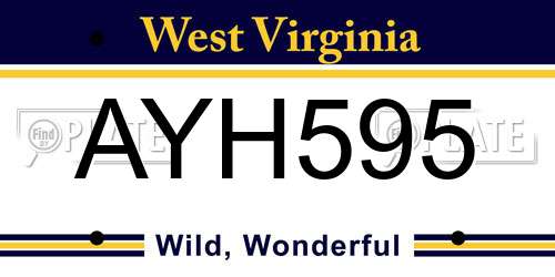 AYH595 West Virginia License Plate