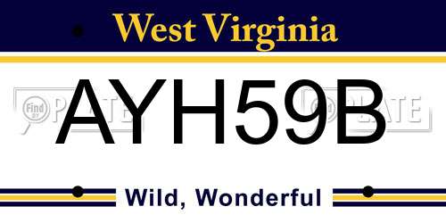 AYH59B West Virginia License Plate