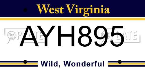 AYH895 West Virginia License Plate