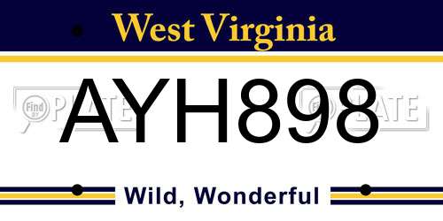 AYH898 West Virginia License Plate