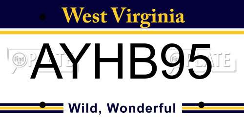 AYHB95 West Virginia License Plate