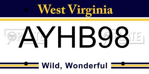 AYHB98 West Virginia License Plate