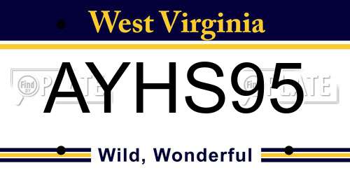 AYHS95 West Virginia License Plate