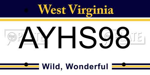 AYHS98 West Virginia License Plate