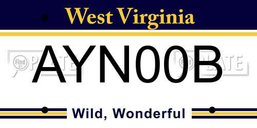 AYN00B West Virginia License Plate