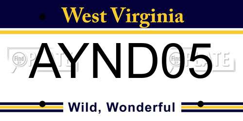 AYND05 West Virginia License Plate