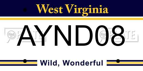 AYND08 West Virginia License Plate