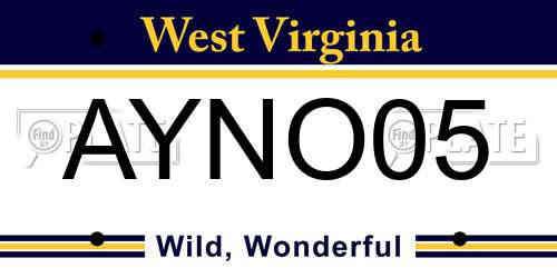 AYNO05 West Virginia License Plate