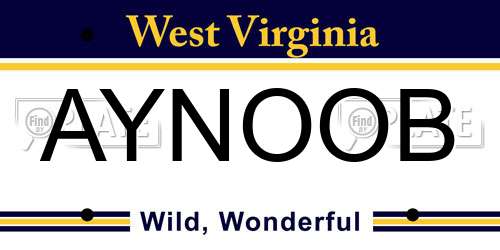 AYNOOB West Virginia License Plate