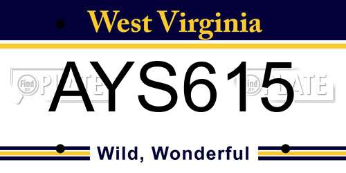 AYS615 West Virginia License Plate