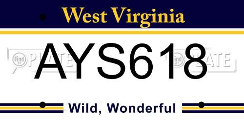 AYS618 West Virginia License Plate