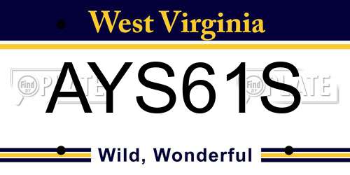 AYS61S West Virginia License Plate