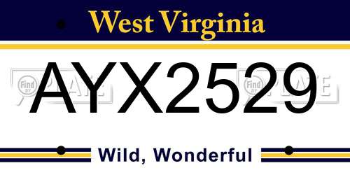AYX2529 West Virginia License Plate