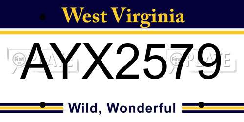 AYX2579 West Virginia License Plate