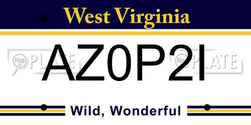 AZ0P2I West Virginia License Plate