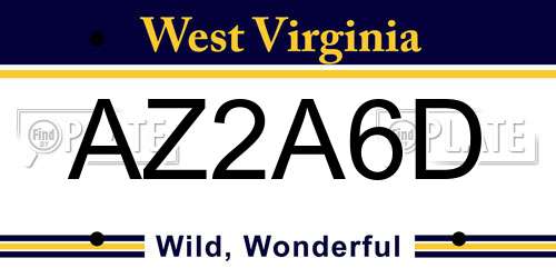 AZ2A6D West Virginia License Plate