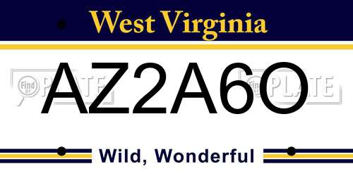AZ2A6O West Virginia License Plate