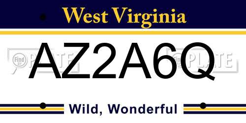 AZ2A6Q West Virginia License Plate