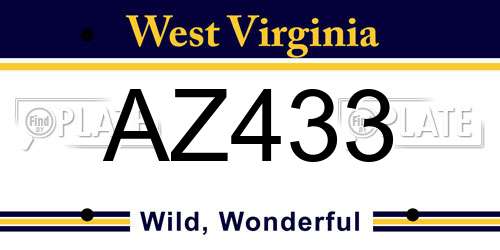 AZ433 West Virginia License Plate