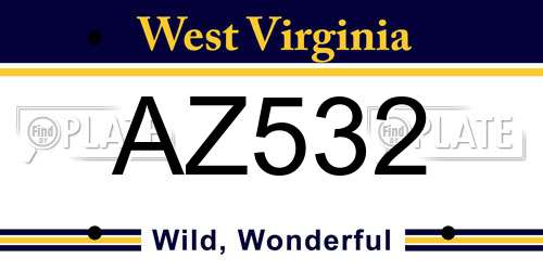 AZ532 West Virginia License Plate