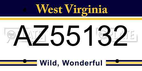 AZ55132 West Virginia License Plate