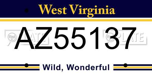 AZ55137 West Virginia License Plate