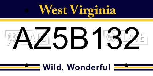 AZ5B132 West Virginia License Plate