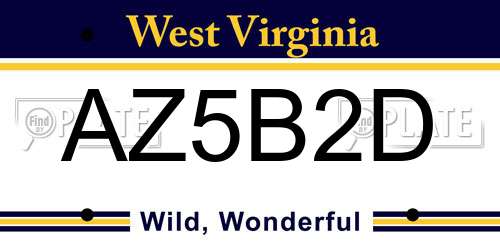AZ5B2D West Virginia License Plate