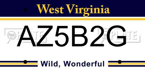 AZ5B2G West Virginia License Plate
