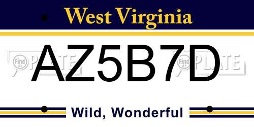 AZ5B7D West Virginia License Plate