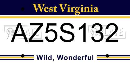 AZ5S132 West Virginia License Plate